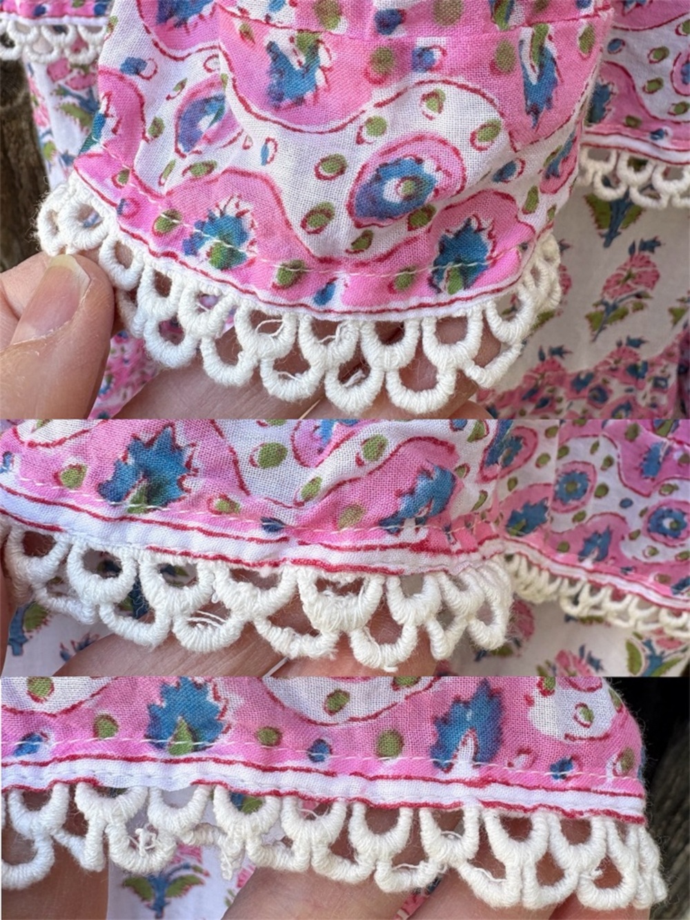 Bell By Alicia Bell Roxy Floral Cotton Tiered Mini Dress In Pink/White Sz S - Picture 13 of 15